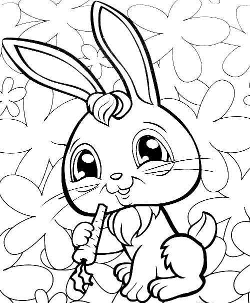 coloriage petshop lapin qui mange une carotte